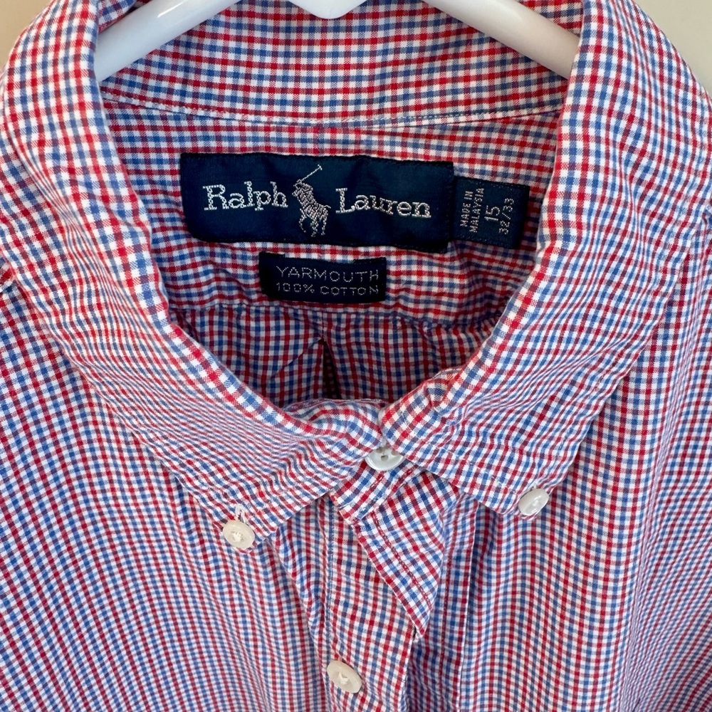 Ralph Lauren Red and Blue Gingham Casual Shirt - Picture 3 of 4